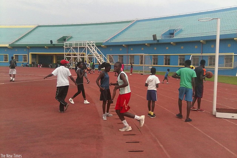 Children engage in sports activities at Amahoro National Stadium recently.  (Photo by Lydia Atieno)