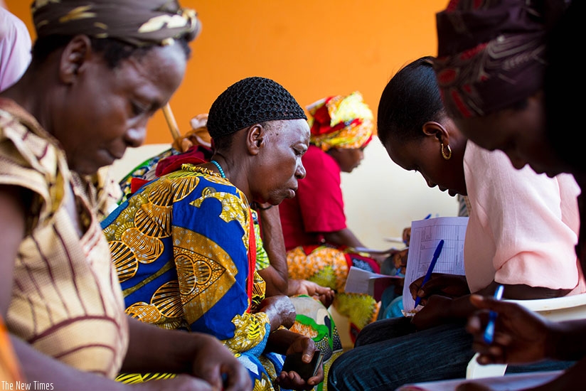 Kicukiro District officials document the economic status of the residents. File.