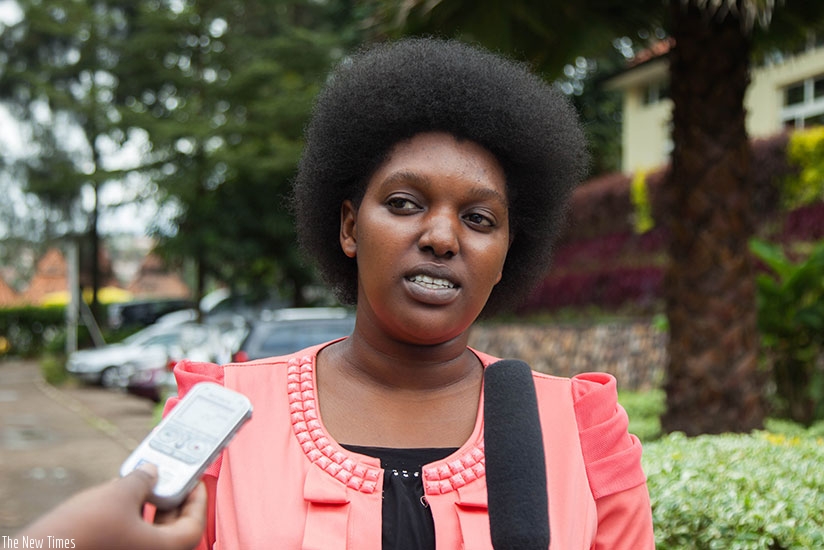 Niwemfura speaks to journalists after the meeting in Kigali. Nadege Imbabazi. 