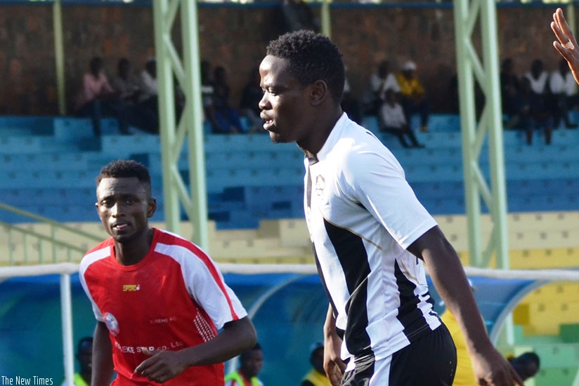 APR FC will welcome back midfielder Muhadjiri Hakizimana (R), who has been out of action since January with an ankle injury. S. Ngendahimana. File.