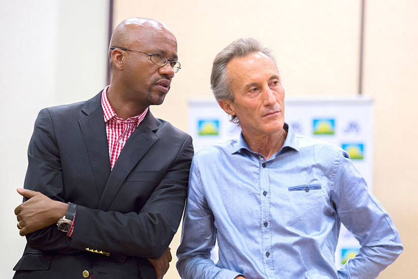 Boyer (R) and FERWACY President  Aimable Bayingana at a past event.