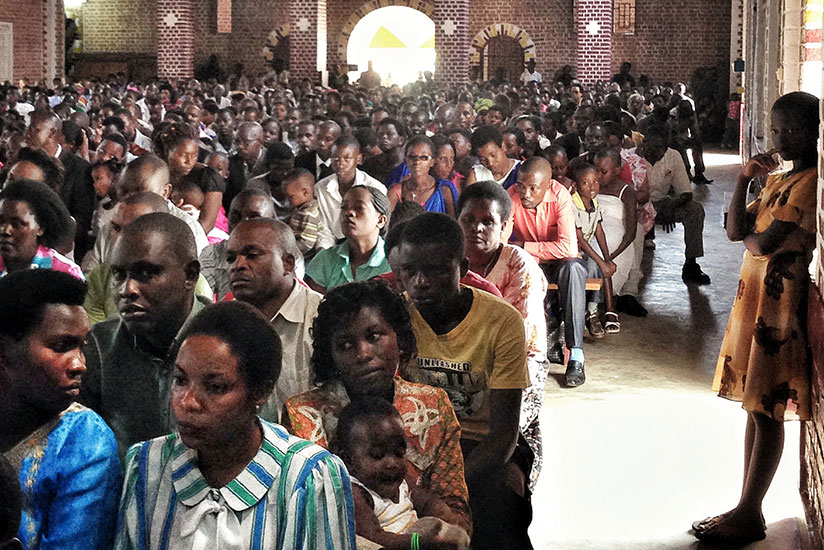 Christians during mass at Sainte Famille Catholic Church in Kigali. 