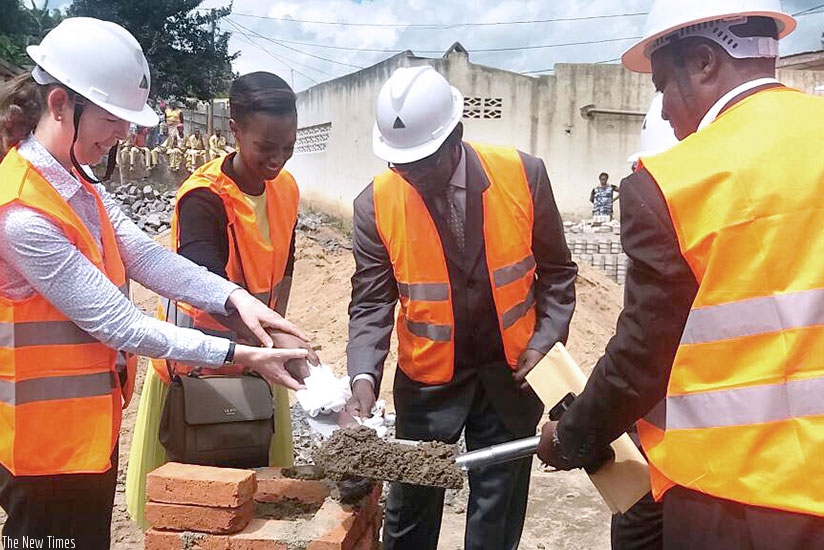L-R:  DFID's Waples, Mutesi, Kanimba and Rusizi District Mayor, Frederick Harerimana at the ground-breaking ceremony, yesterday. Courtesy.