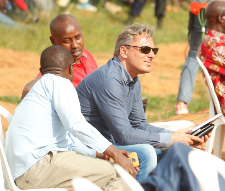 Amavubi head coach Hey (centre) has spent his time in Rwanda, since taking the job, watching league matches as he assesses the national players. / Courtesy