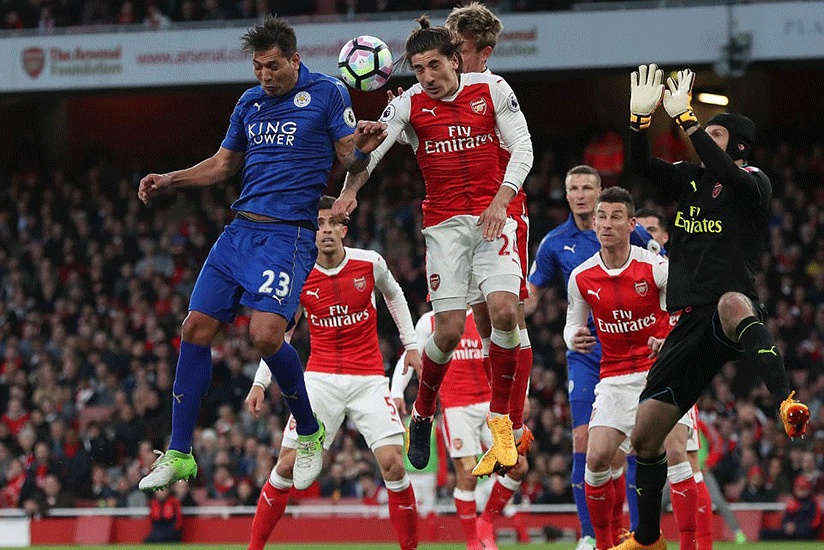Arsenal were in control of much of the contest but Leicester were still able to threaten on occasions in the first half