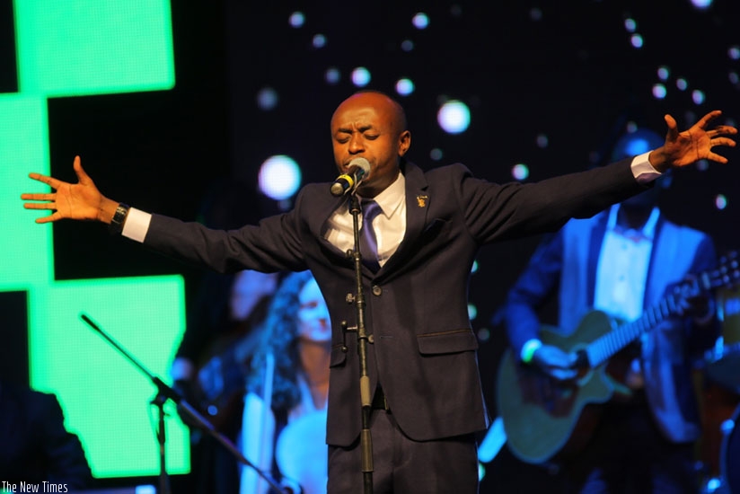 Patient Bizimana performs during the Easter celebration concert. Photo/Igihe.
