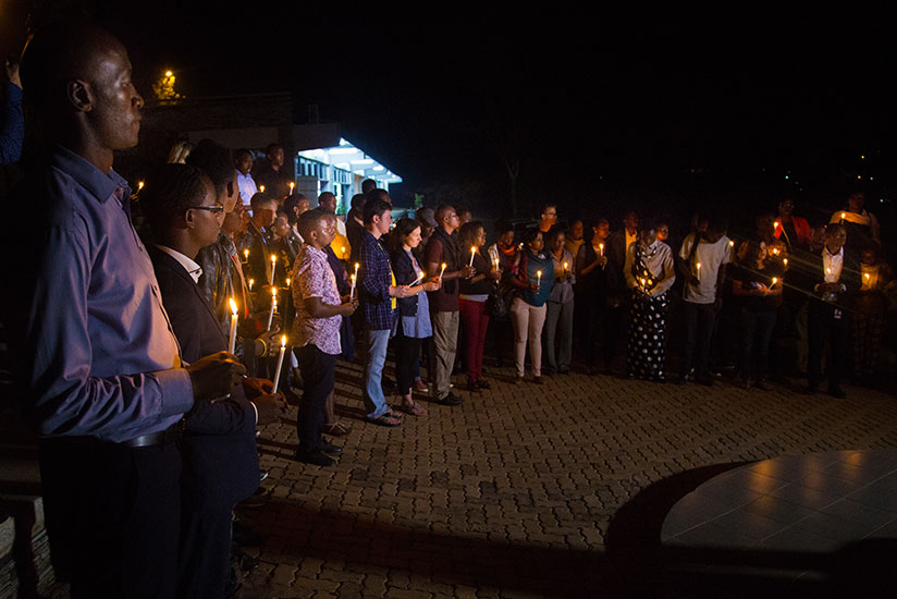 All participants take a minute to remember victims of the 1994 Genocide against the Tutsi. All Photos by Faustin Niyigena.