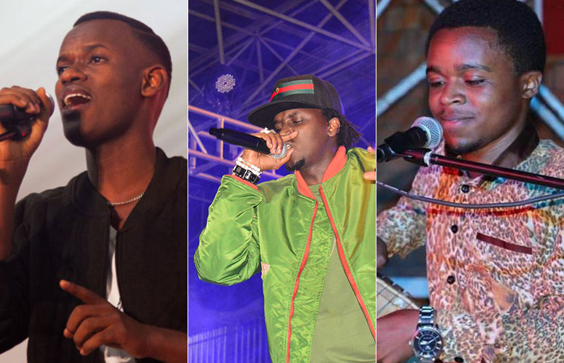 L-R: Yvan-Buravan, Rapper Riderman and Deo Munyakazi from Afrogroov Band are among the artistes lined up to perform. / File