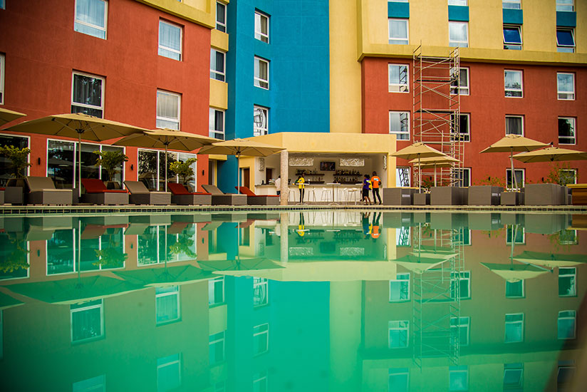 The pool side view of Park Inn by Radisson located in Kiyovu. / All photos by Timothy Kisambira