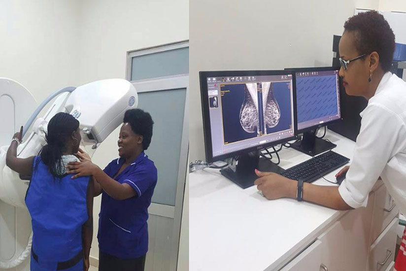 A woman being screened for breast cancer with mammography at Rwanda Military Hospital. / Courtesy photo