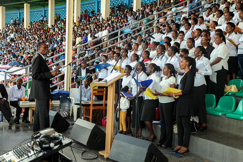 Regina Pacis choir sing during a mass for forgiveness, yesterday. / Nadege Imbabazi