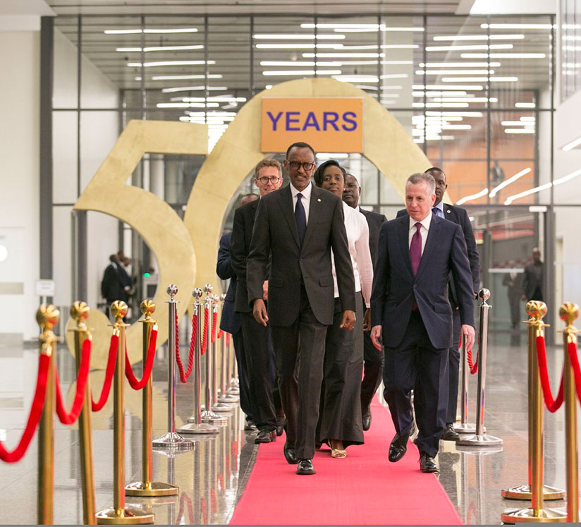 President Kagame, BK Chairman, Marc Holtzman, and other directors arrive for Bank of Kigali 50 years celebrations. / Photos: Timothy Kisambira