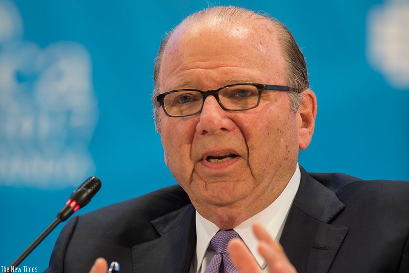 Jared Cohon the President Emeritus and University Professor of  Civil and Environmental Engineering and Public Policy at Carnegie Mellon University speaks at the summit. (Photos by Timothy Kisambira)