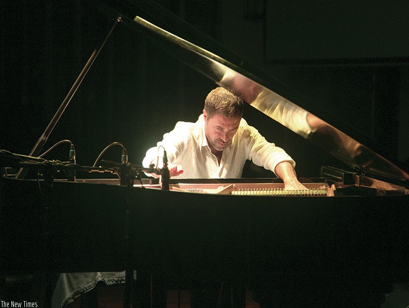 French Pianist Laurent Assoulen plays at Sentire concert at Rwanda Revenue Authority audotorium yesterday. rn