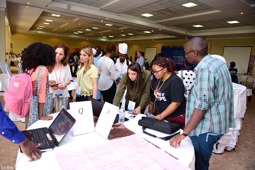 Young social innovators  sharing best practices at the meeting. (Michel Nkurunziza)