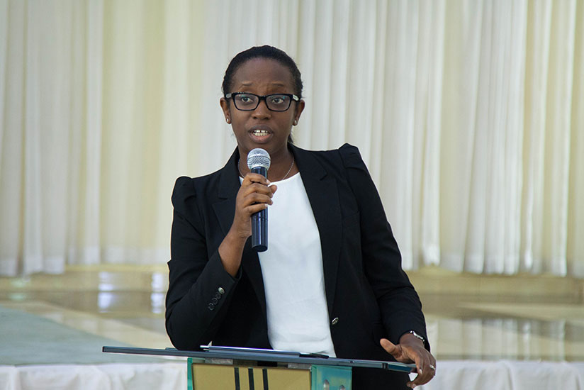 Dr Diane Karusisi, the chief executive officer speaks during starting of mentorship training to 50 entrepreneurs organized by Bank of Kigali. (Photos by Nadege Imbabazi)