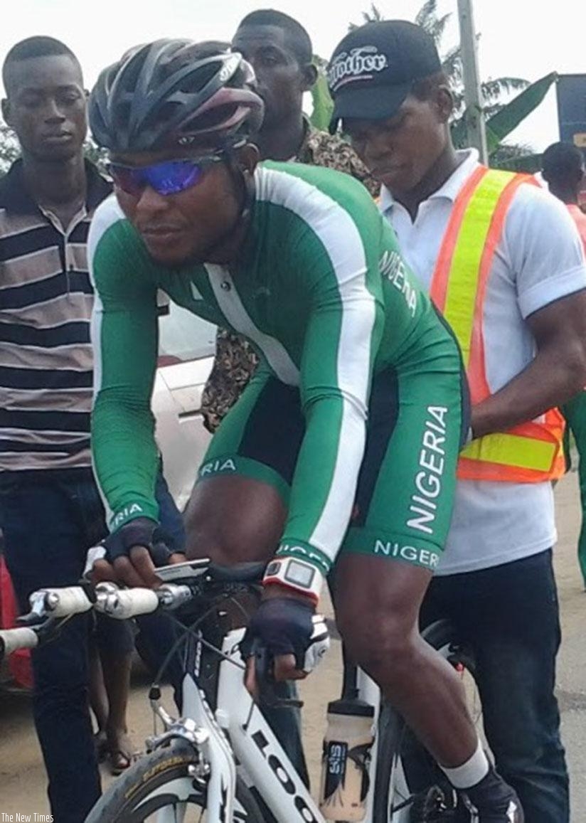 Nigerian cyclist and captain of CC12 Cycling Club Eyo Effiok.