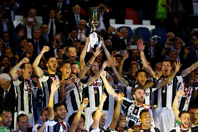 ROME - Juventus beat Lazio to win a third successive Italian Cup final as goals from Dani Alves and Leonardo Bonucci kept them on course for a treble this season with a 2-0 victory in the Olympic Stadium on Wednesday.