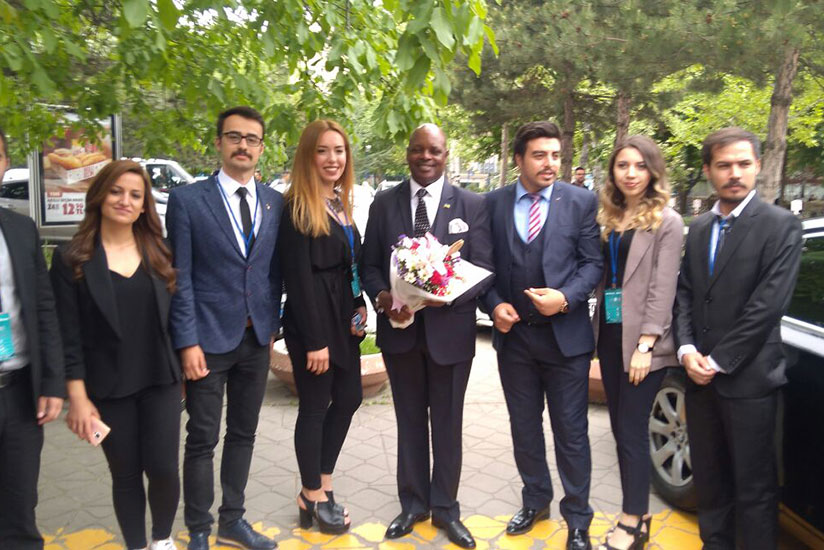 Amb. Nkurunziza with the team that organised the lecture at Gazi University. / Courtesy