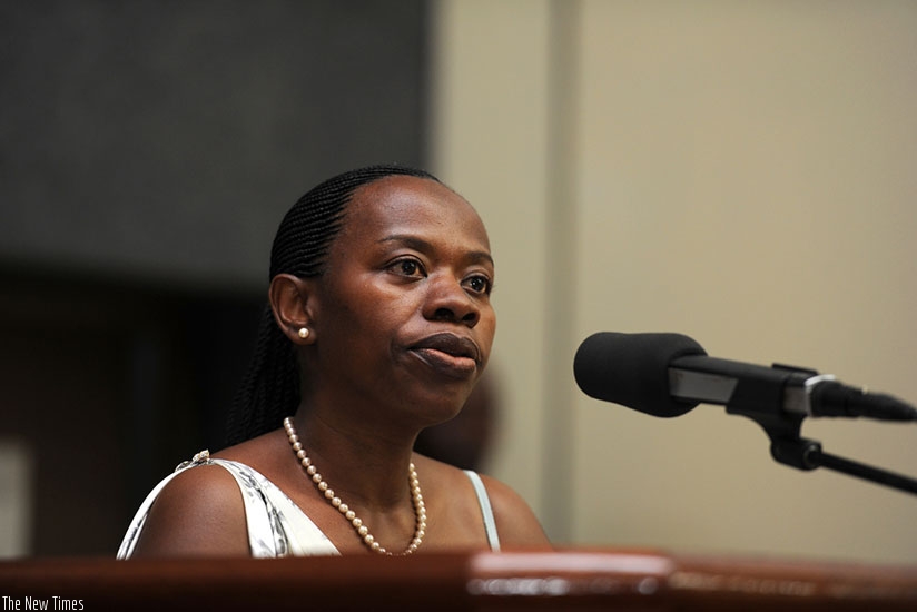 Dr Nsanzabaganwa speaks during a past event. (File)