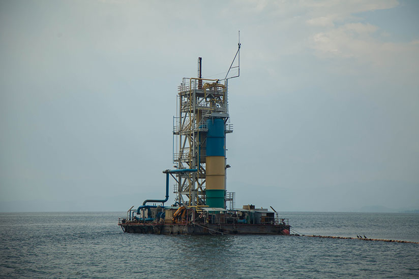 A methane gas plant in Lake Kivu. Preliminary research has also pointed to considerable probability of oil reserves in the lake. / File
