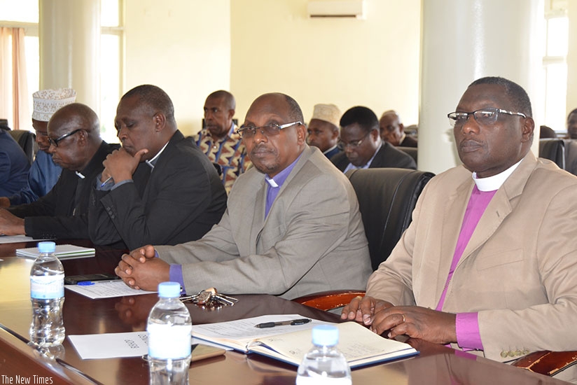 Religious leaders in Eastern Province during the meeting in Rwamagana. (Photos by Kelly Rwamapera)