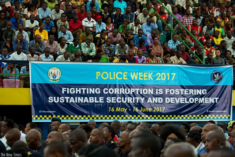 Participants follow proceedings during the launch of the Anti-Corruption Week in Kigali yesterday. (Timothy Kisambira)