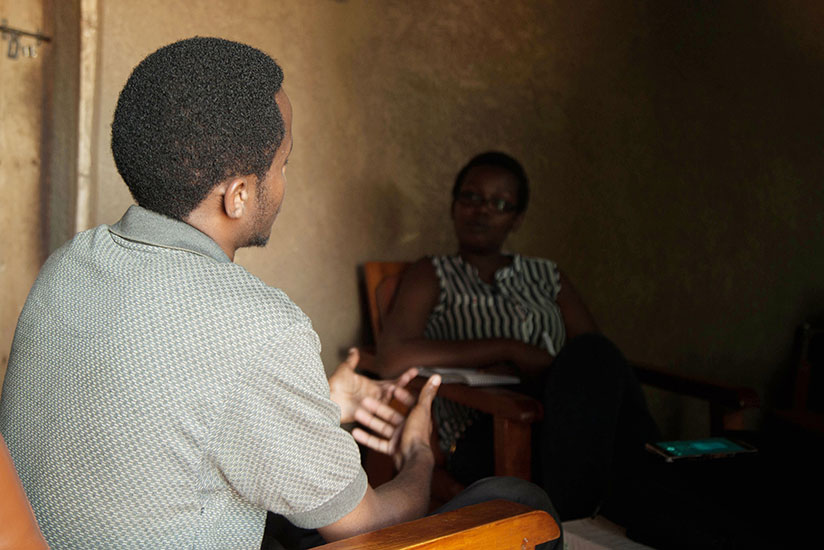 One of the children born to a survivor as a result of rape during the Genocide against the Tutsi (L) in a recent interview with The New Times' Nasra Bishumba. / File