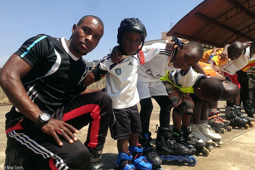 Habyarimana's skating classes attract children and adults alike. Photos by Moses Opobo.