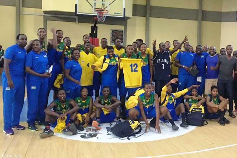 Rwanda U-16 boys and girls celebrate after the former qualified for the 2017 FIBA Africa Championships. G. Asiimwe