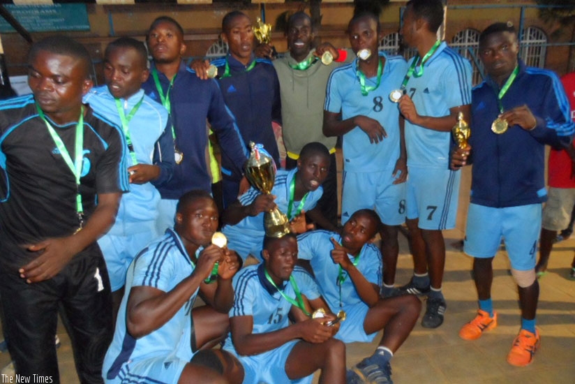 The Police handball team after they were crowned champions of the Genocide Memorial tournament yesterday. Courtesy photo