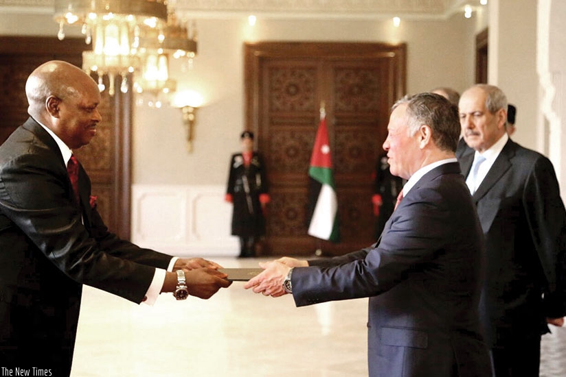 Ambassador Nkurunziza presenting his letters of credence to His Majesty the King Abdullah II