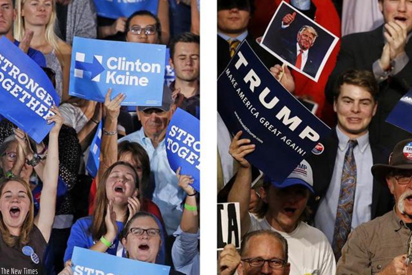 Supporters of President Trump are collated with those of his main challenger HIllary Clinton during the campaigns last year. Net photo