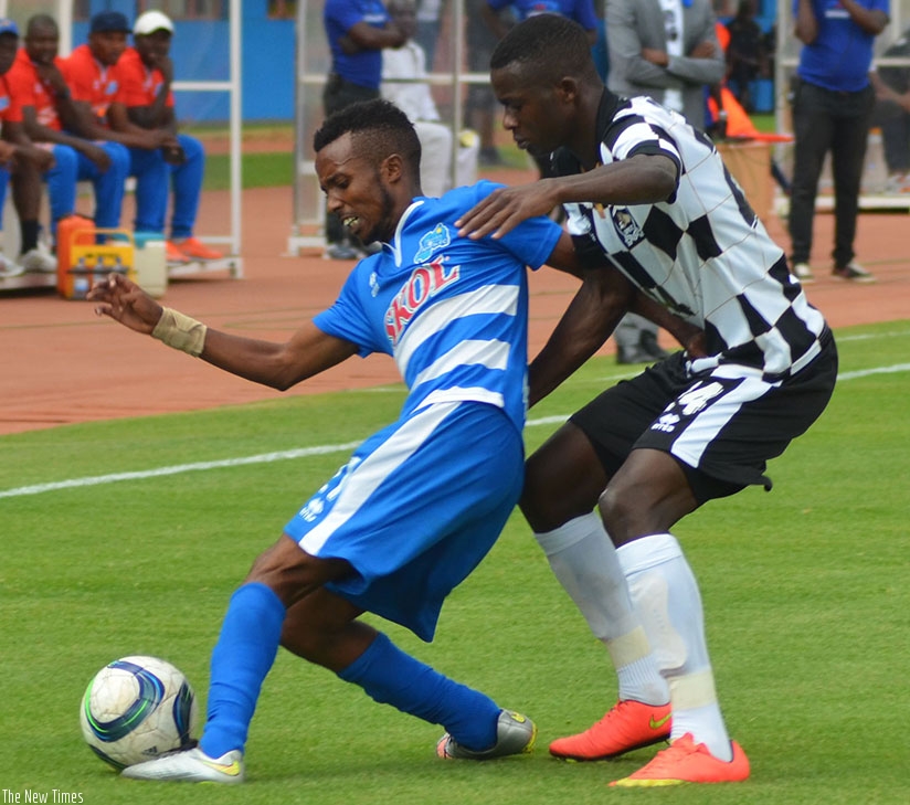 Nshuti (L) and Imanishimwe, once teammates at  Rayon Sports, are set to play together again next season at APR FC. (S. Ngendahimana)
