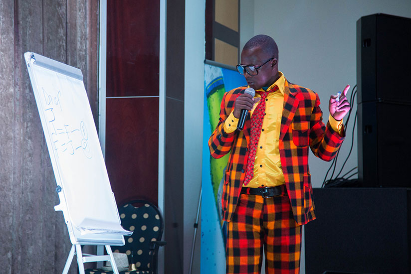 Teacher Mpamire during the recent 'Seka live edition 2'. / Nadege Imbabazi