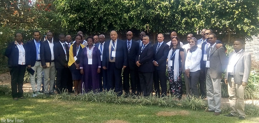 Regional Anti-Doping Executive Board members, who are in Kigali for the meeting, pose for a group photo.  (J. Muhinde)