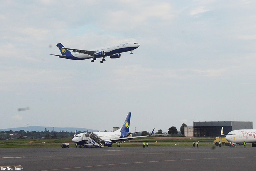 Rwandair's Airbus A330-300 Umurage approaches the runway at Kigali International Airport / Sam Ngendahimana.
