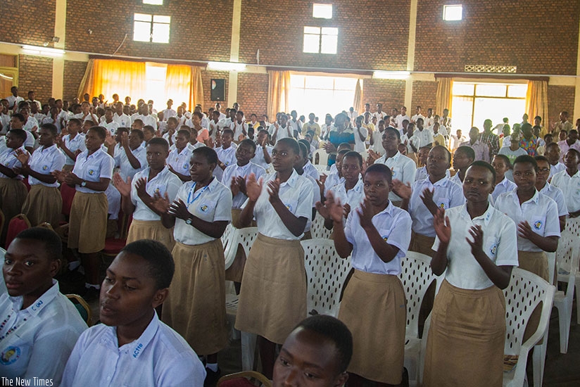Students at the inter-generation dialogue series held in Musanze yesterday. Nadege Imbabazi.