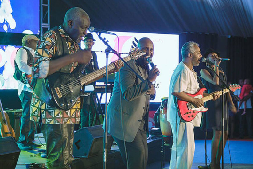 Mutsari, singer Imanzi, Rudatsimburwa and Karimba at the recent Kigali Jazz Junction. / Courtesy