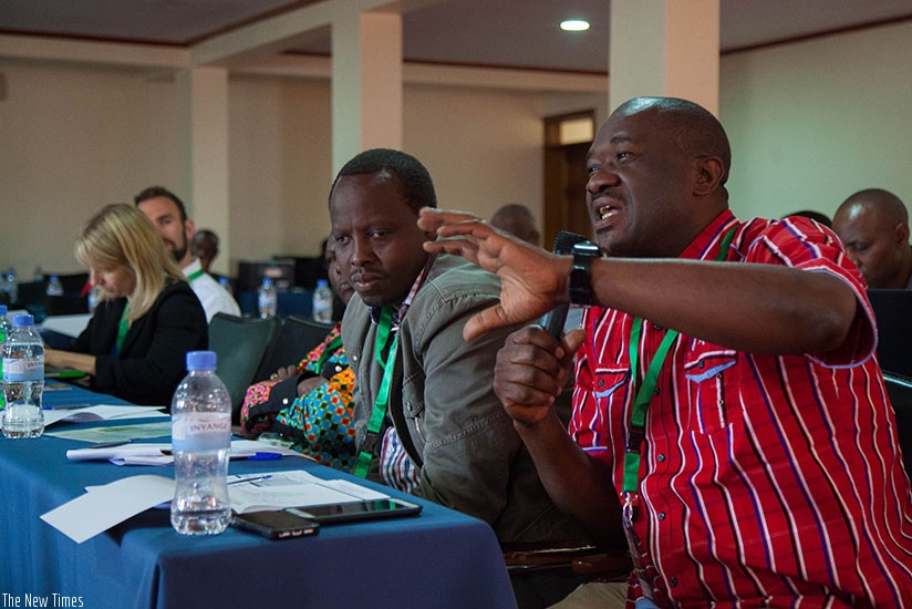 A participant contributes during of The Science Agenda session yesterday. (N. Imbabazi)