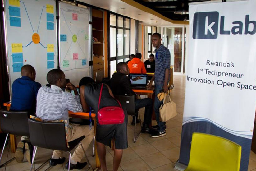 Young tech enthusiasts at work at kLab in Kigali. / File