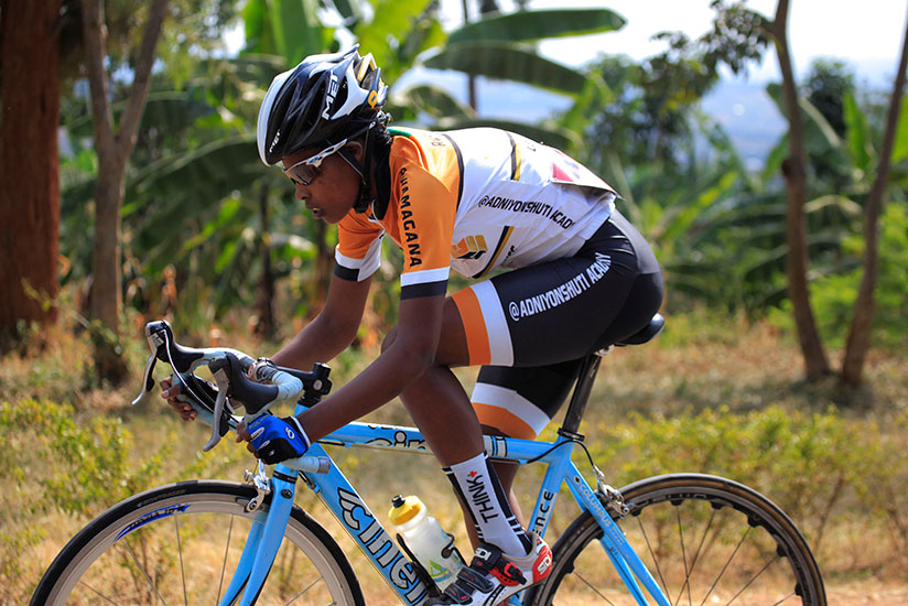 Beatha Ingabire in action during the road race on Sunday, which she went on to win. / Sam Ngendahimana