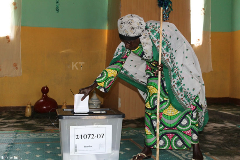 A senior citizen casts her vote during a past election. (File)