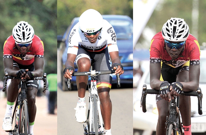 L-R Bonaventure Uwizeyimana, Gasore Hategeka and Jean Bosco Nsengimana will lead Team Rwanda for their Colorado Classic debut. (Sam Ngendahimana)