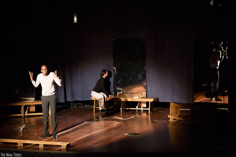 Atome and other actors perform the play about Holocaust. (Courtesy)