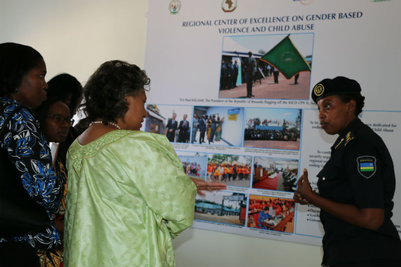 The Executive Director of the Regional Centre of Excellence on GBV and Child Abuse, CSP Lynder Nkuranga, explaining to UNFPA regional director on the centre's activities. / Courtesy