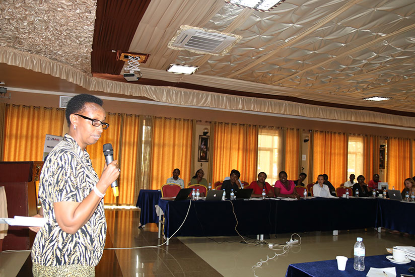 Dr Gasinzigwa speaks during the release of the 'Mureke Dusome' survey findings in Kigali last week. / John Mbaraga