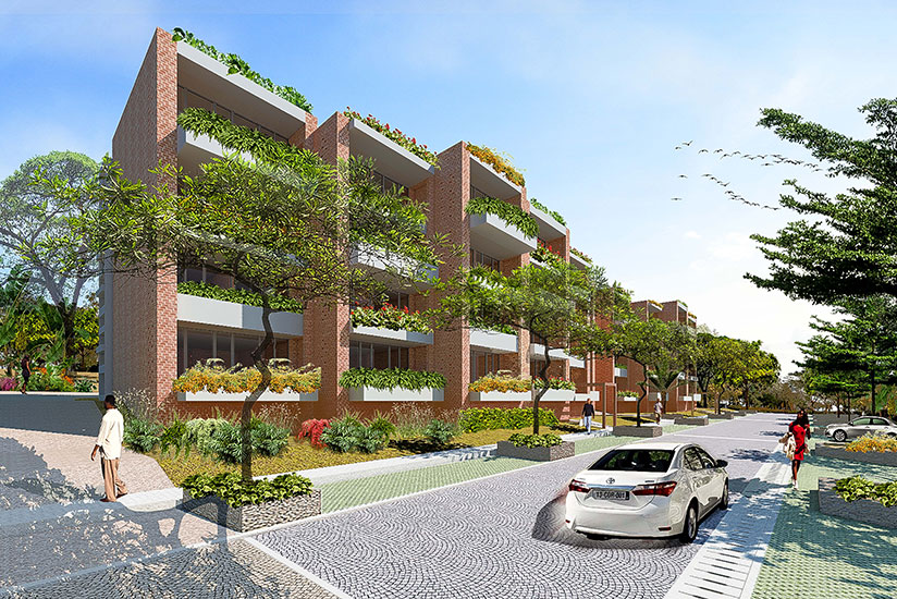 An artistic impression of a green neighbourhood. Rwanda already has a comprehensive green building policy.