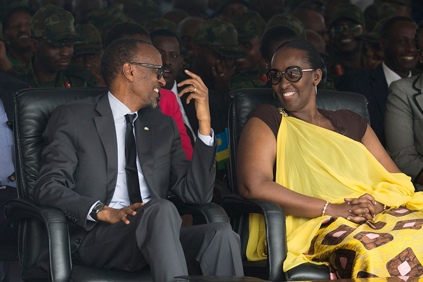 President Kagame and First Lady Jeannette Kagame at the 23rd Liberation Day celebrations in Nyabihu District yesterday. / Village Urugwiro