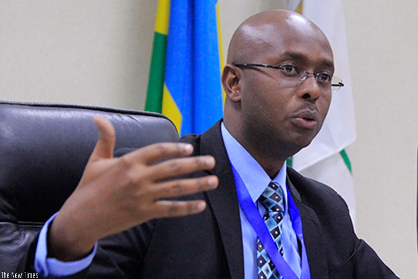 NISR director-general Yusuf Murangwa talks to the media yesterday. (Sam Ngendahimana)